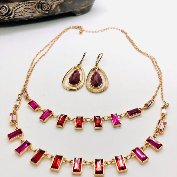 Modern vintage Ombré crystal statement necklace & earrings - Picture 11 of 15